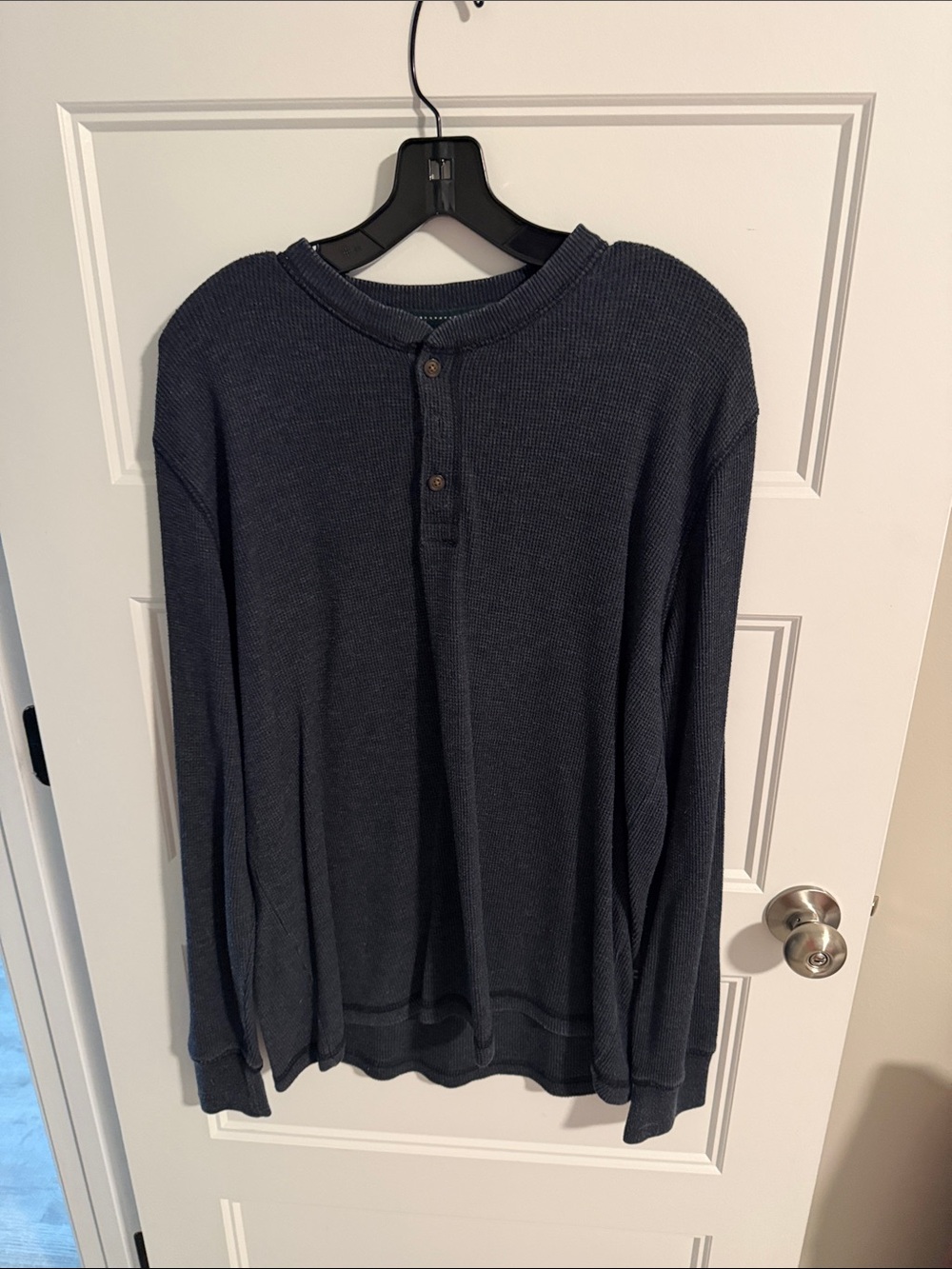 G.H. Bass & Co. Navy Waffle-Knit Henley Long Sleeve